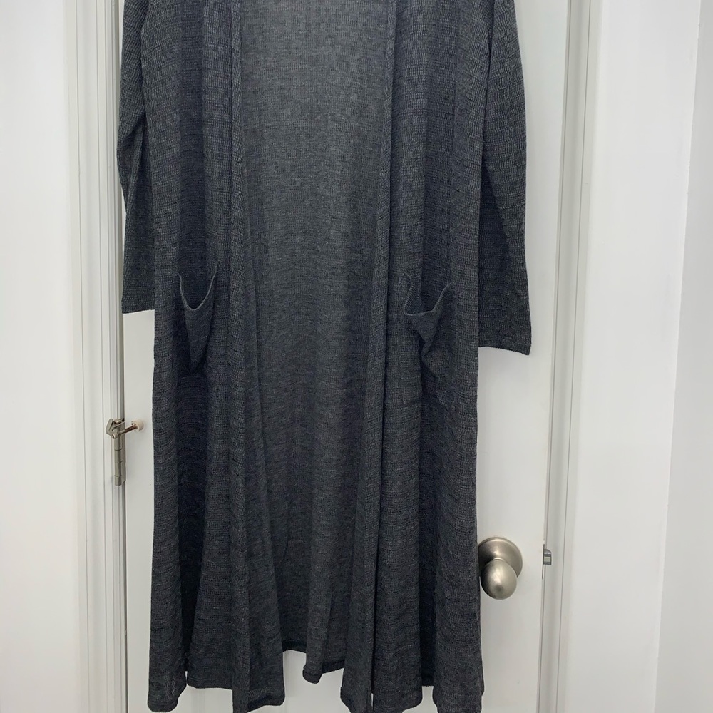 LulaRoe gray Sarah cardigan.